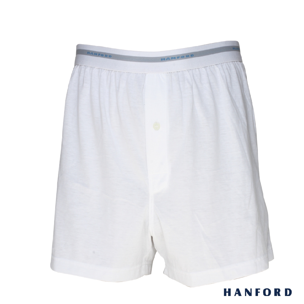 Hanford Men Cotton Knit Lounge/Sleep/Boxer Shorts ODG White (Single