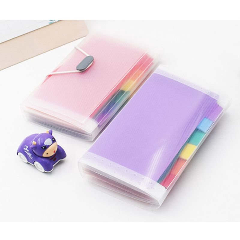 Rainbow Color A6 Document Bag Cute Mini Bill Receipt File 13 Grids 