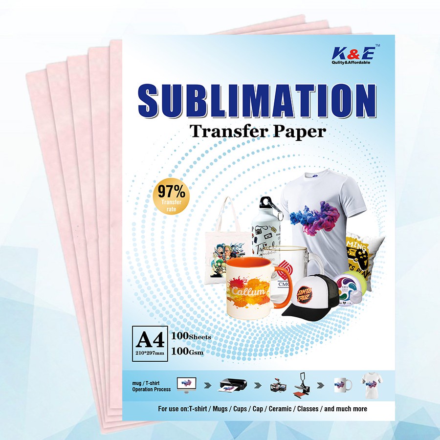 K&E A4 Sublimation Transfer Paper 100pcs/100gsm For inkjet Printer