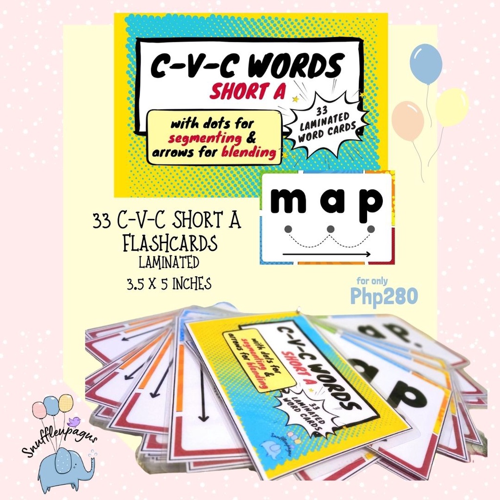 Phonics Cvc Short A Laminated Flashcards For Reading Practice