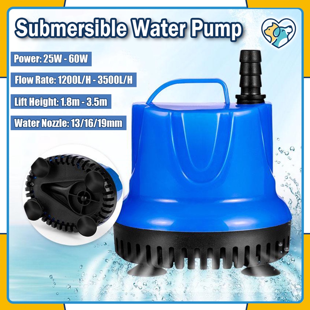 25/40/60W 100W Submersible Aquarium Water Pump 220V Cycle Filter Fish ...