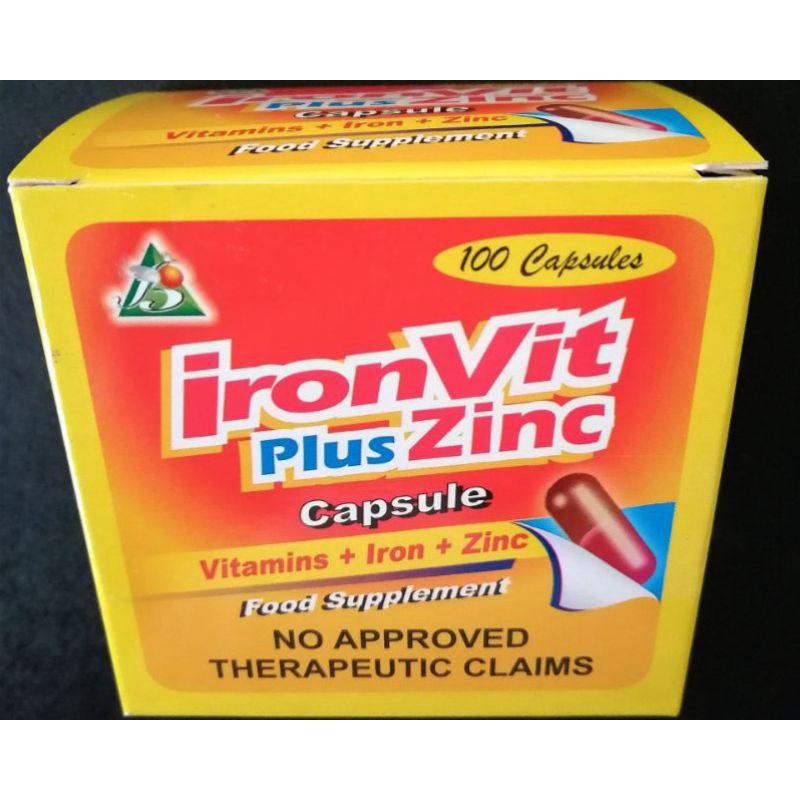 multivitamins + iron + zinc ( IronVit Plus Zinc 100 capsules ) Shopee