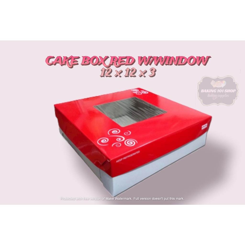 CAKE BOX RED 12X12X3 W/WINDOW ( 10 PCS ) | Shopee Philippines