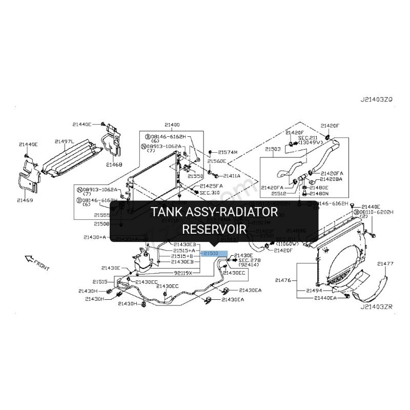 Nissan Navara D23 NP300 Terra 2015-21 Engine Coolant Radiator Reservoir ...