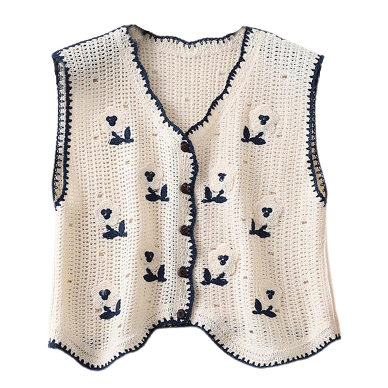 Open Front Tie Vest Women's Crochet Knit Vest Crop Top - Y2K Sleeveless V- Neck Tie Front Streetwear Top | Retro Button Down Design Button Front Tank Top Women