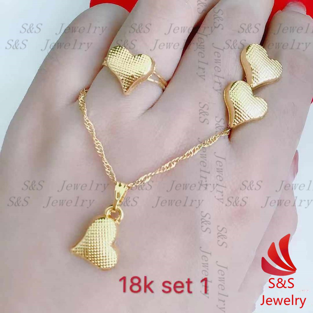 24K Bangkok Gold Heart 4 in 1 Set (Necklace/Earrings/Bracelet/Ring