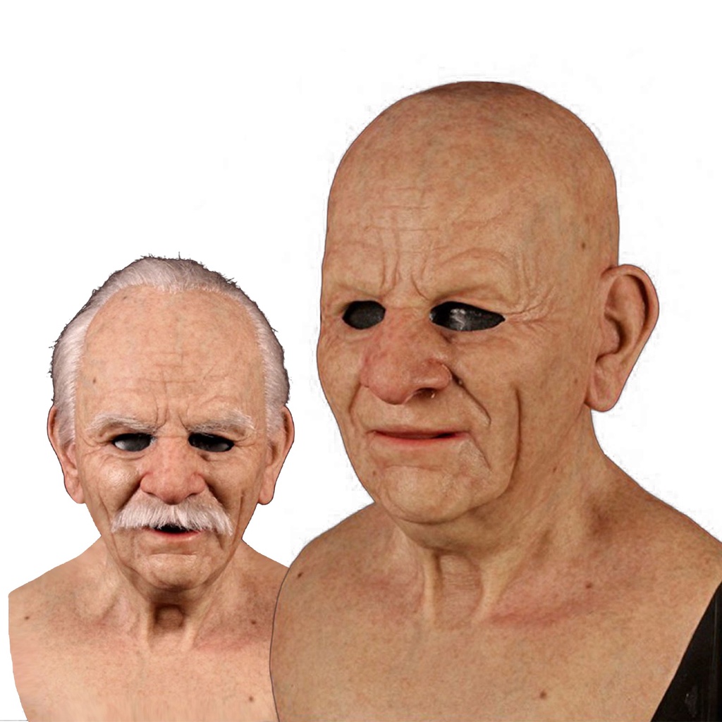 Latex Old Man Mask Halloween Cosplay Party Realistic Full Face Masks Headgear Adult Unisex Mask