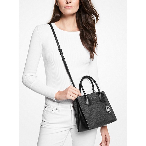 MKors Mercer Medium Logo and Leather Accordion or Pebbled Crossbody Bag ...