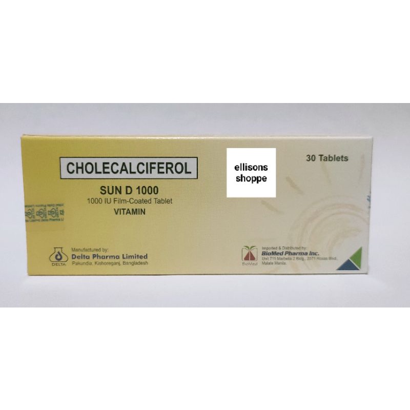 SUN D 1000 IU Cholecalciferol Vitamin D3 30Tablets EXPIRATION JAN. 2024