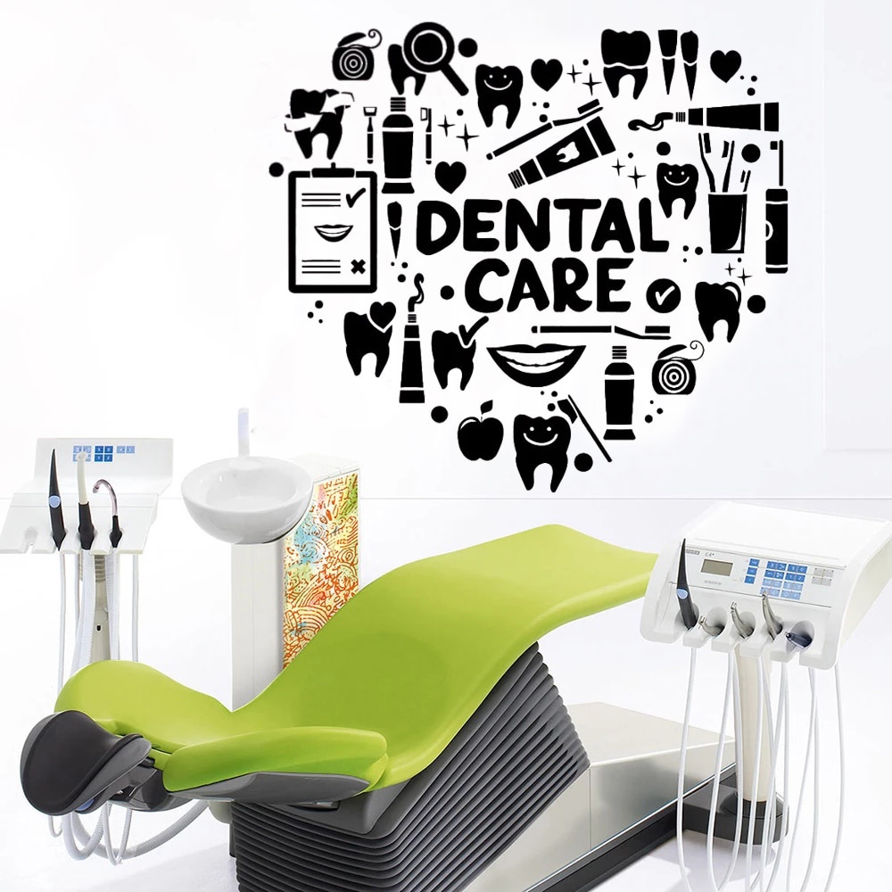 Teeth Shop Vinyl Wall Sticker Decoration Dental Care Sign Mural ...