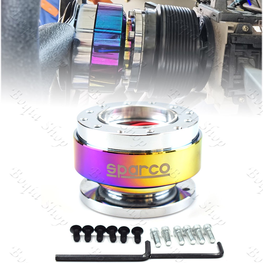 Sparco Racing Steering Wheel 6 Hole Aluminum Car Quick Release Steering