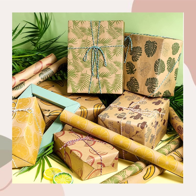 Kraft Wrapping Paper Printed 10Sheets Reversible Gift Brown Paper 17x23.5inch Shopee Philippines
