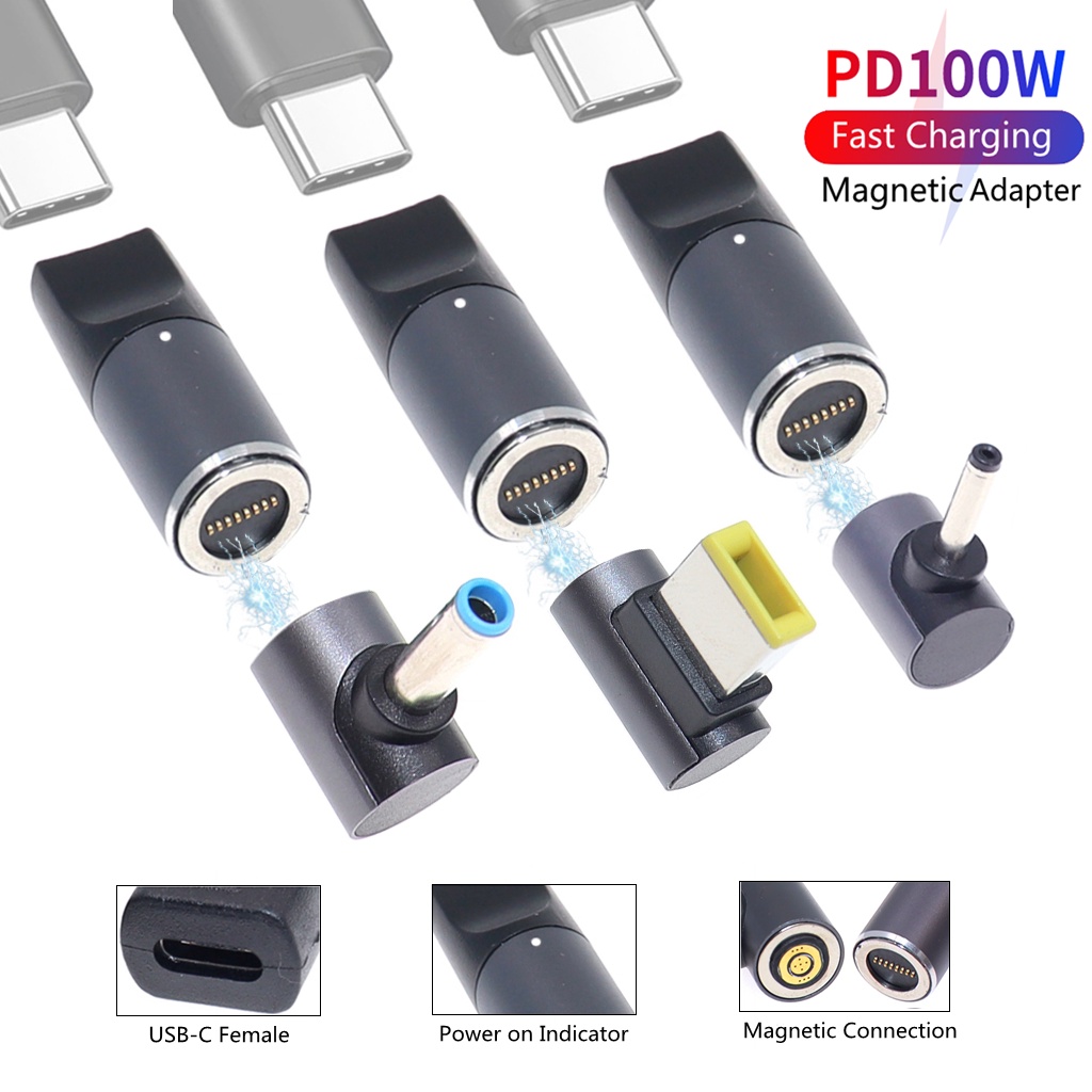 100W Type C PD Magnetic Plug Adapter Connector USB C to Dc Power Jack ...