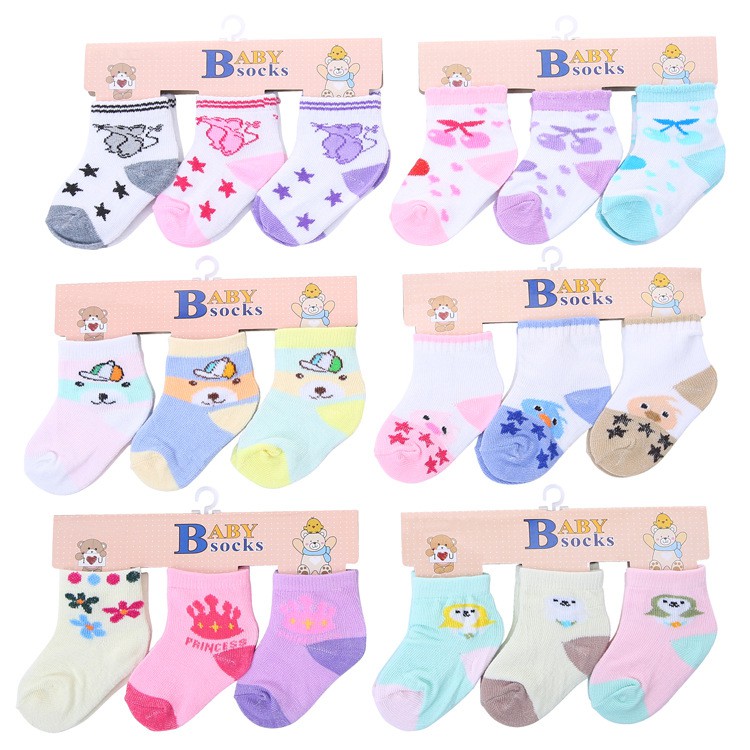 Imported High Quality Baby Socks (3-in-1) Soft & Comfortable for 0-12 Months