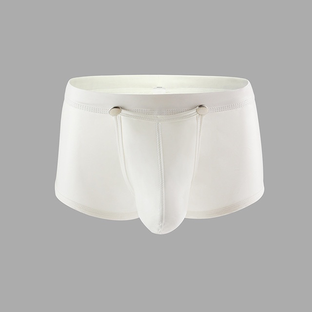 Sexy Men Faux Leather Boxer Shorts Press Button with Bulge Pouch Men ...