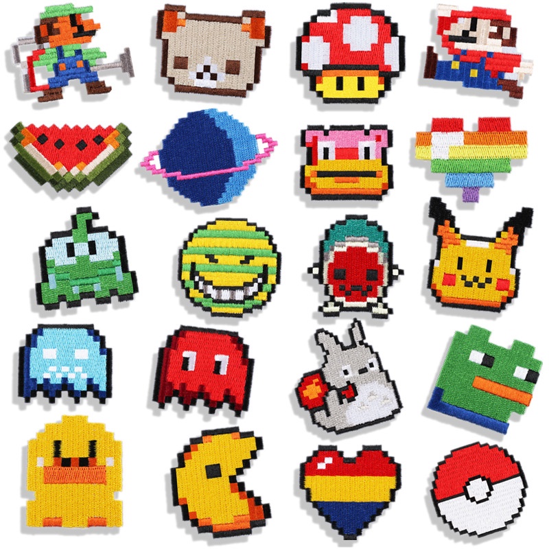 Pixel Cartoon Character Hot Glue Embroidery Patch | Shopee Philippines