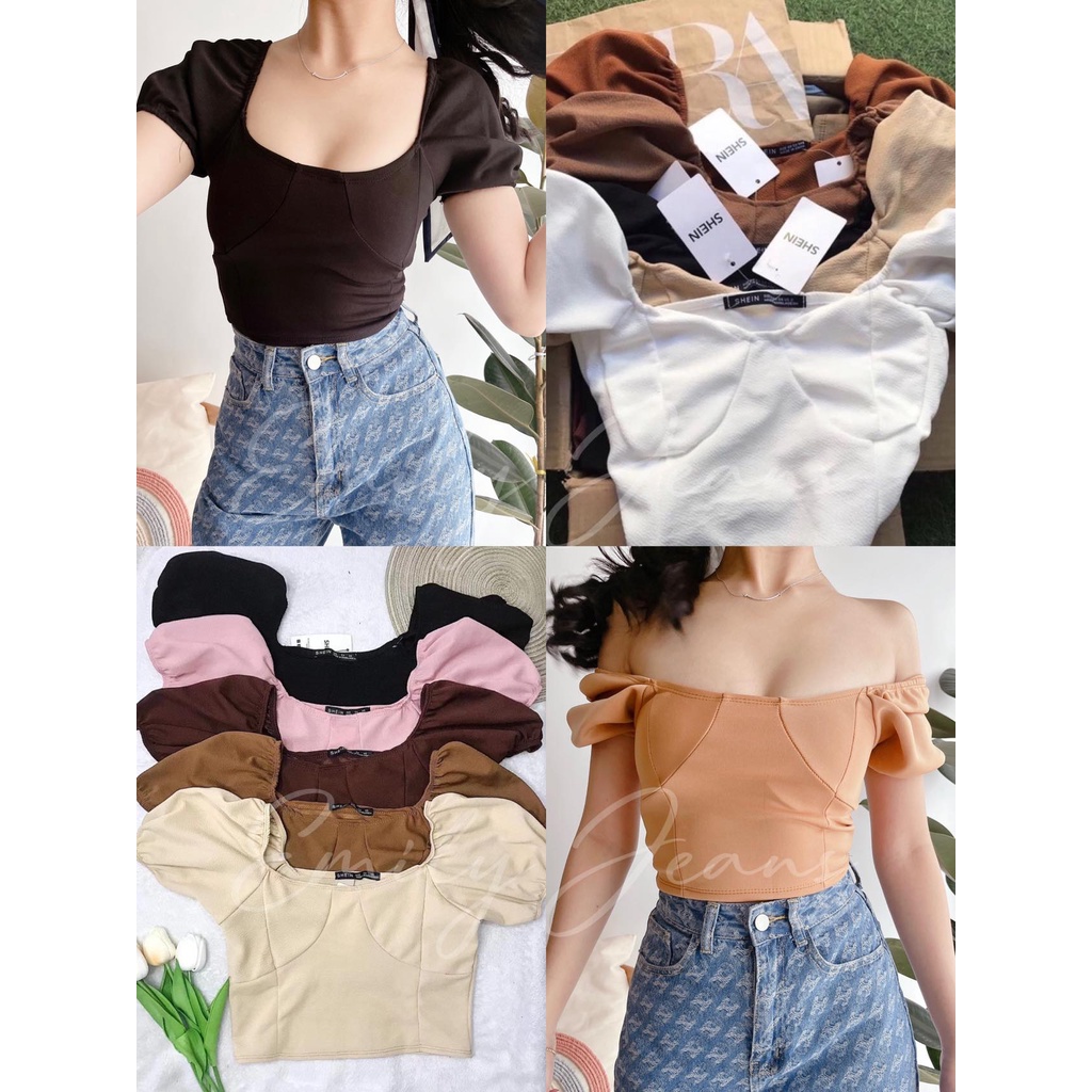 EMILY Cuff Boob Puff Sleeve Crop Top(With ETIKETA & HANGTAG ...