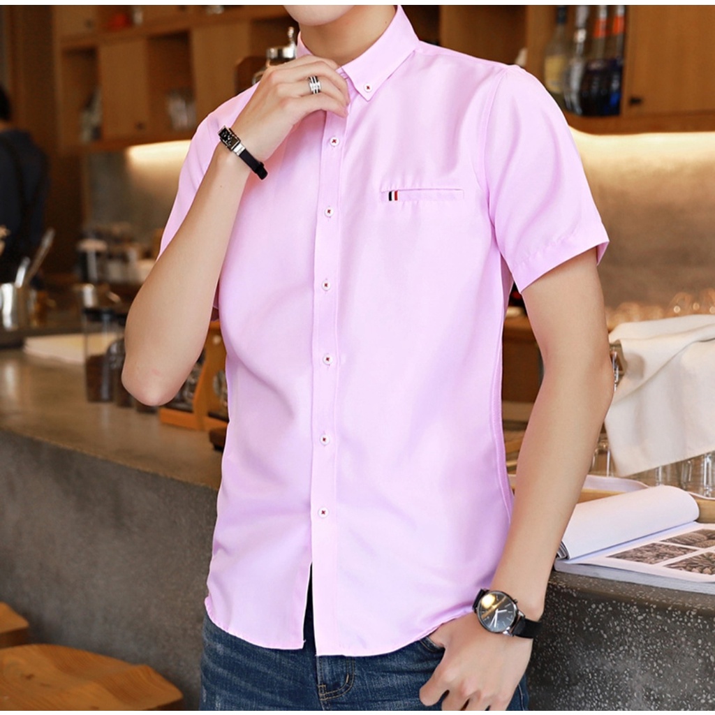 （Shirts） HUILISHI 9 COLOUR High quality Korean fashion plain men's ...