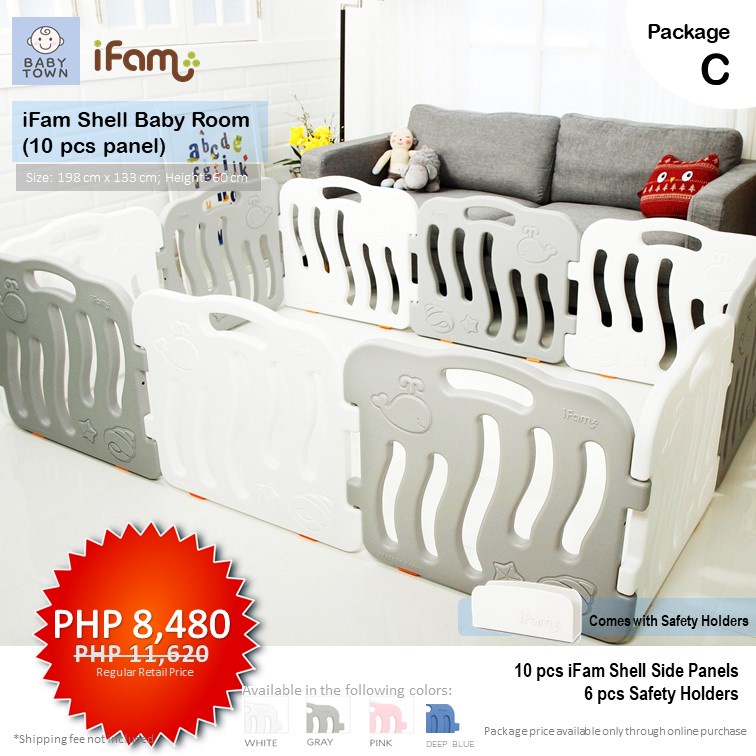iFam shell baby fence Package C 10pcs panels without door including ...