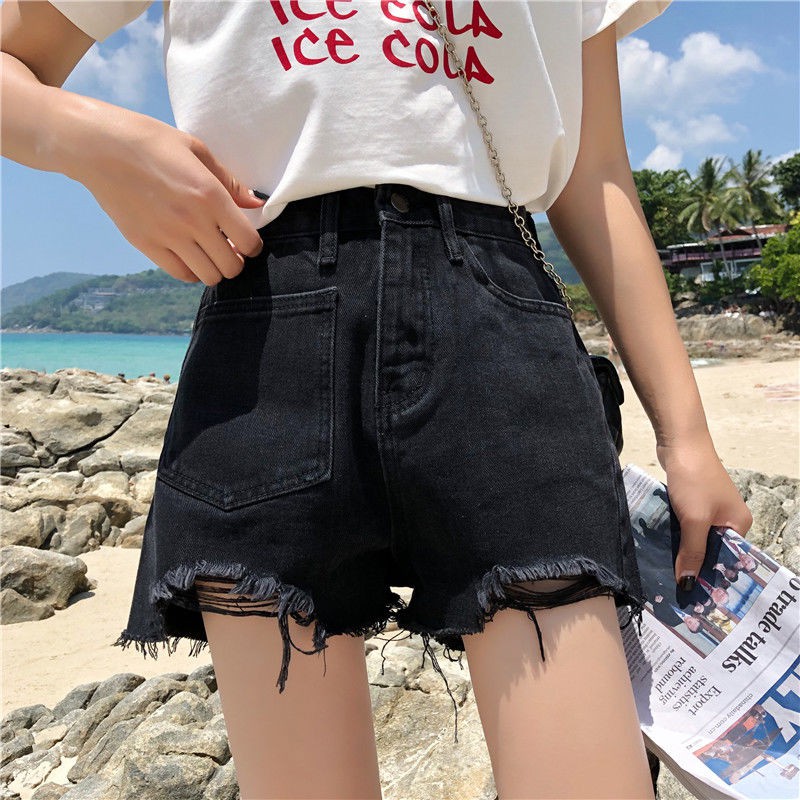 Korean black best sale high waisted shorts