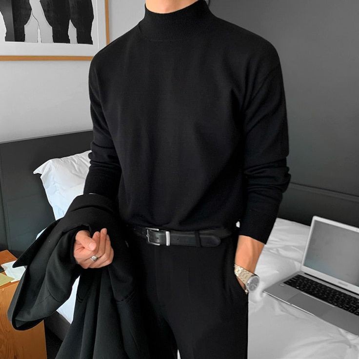 Genelle23 Turtleneck Longsleeve For Men High Quality Makapal ang Tela Small To Semi Large Frame