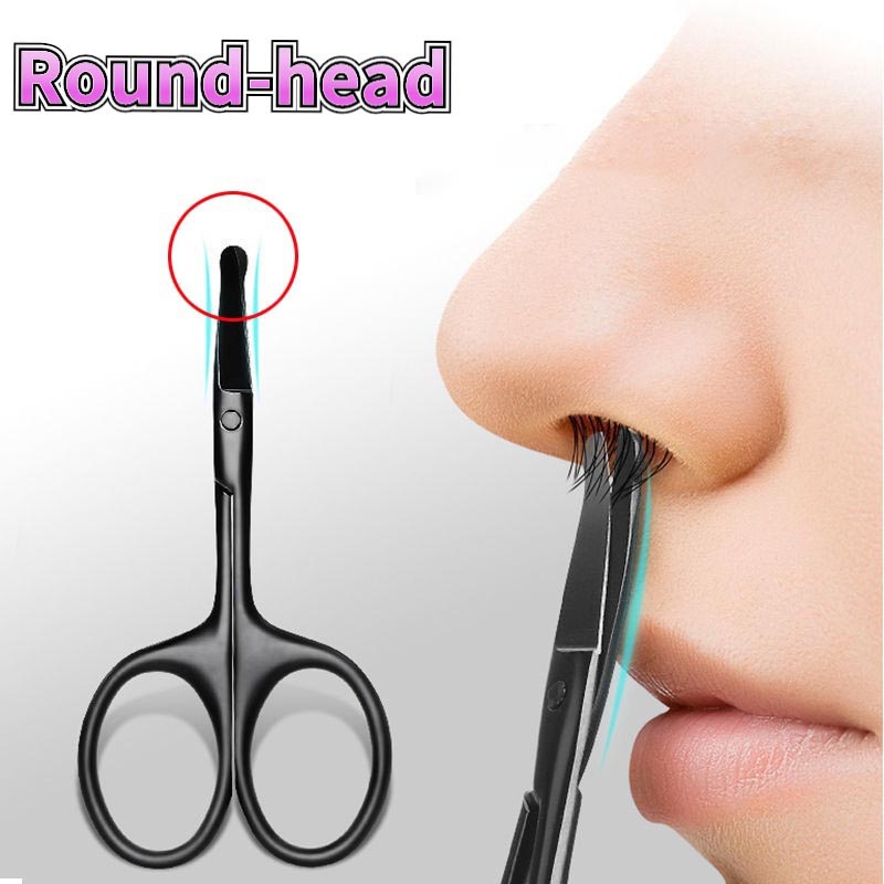 Stainless Steel Safety Tips Mustache Nose Ear Hair Remover Scissor ...