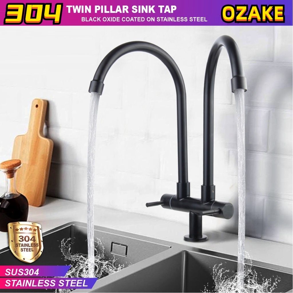 Stainless Steel Black Kitchen Double Faucet Single Cold labatory faucet ...