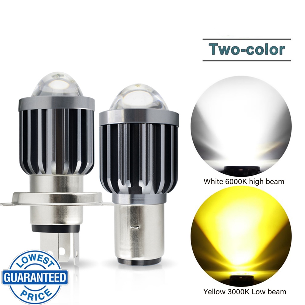 Motorcycle Headlight LED Bulbs H6 H4 Two-Color High and Low Fog Beam ...