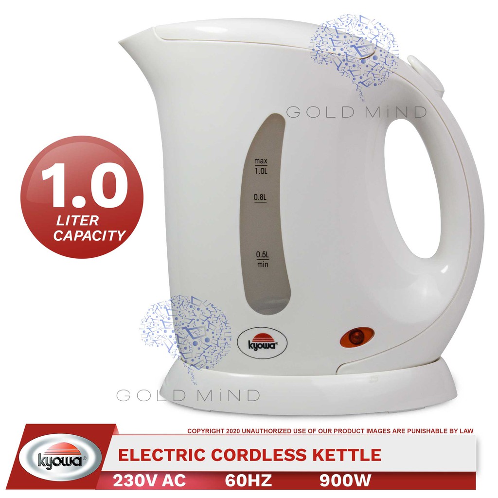 Kyowa Electric Kettle 1L Capacity 900W Heat Resistant Plastic Body