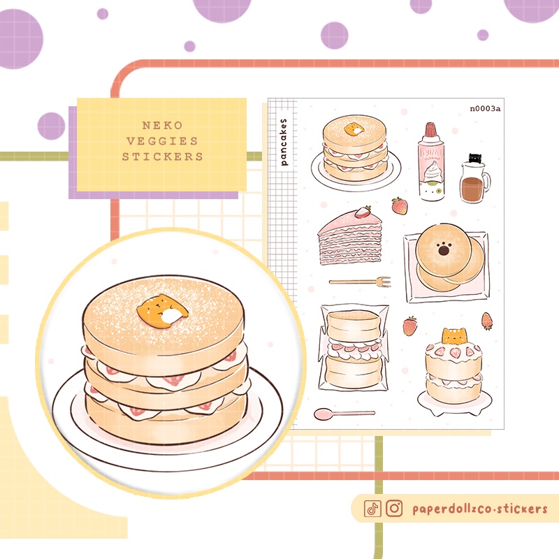 Pancake Sticker Neko Veggies | N003A N003B N003C | Shopee Philippines