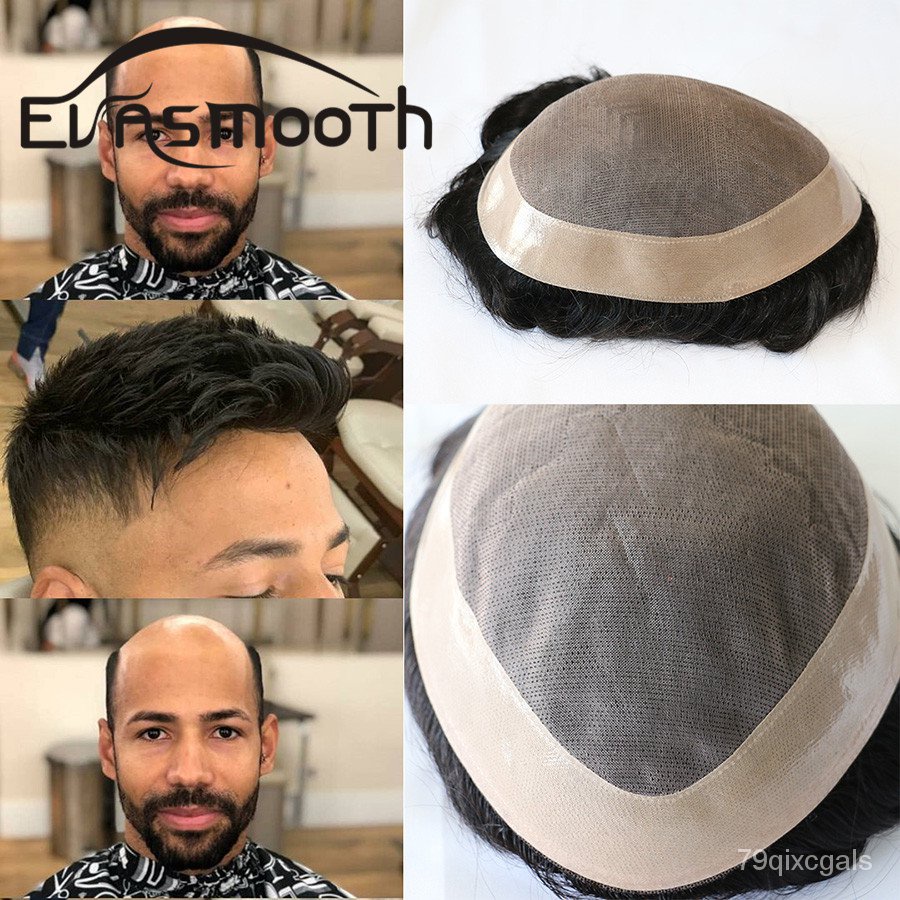 Fine Mono Men Wig Hairpieces Male Hair Prosthesis Men Toupee Natural