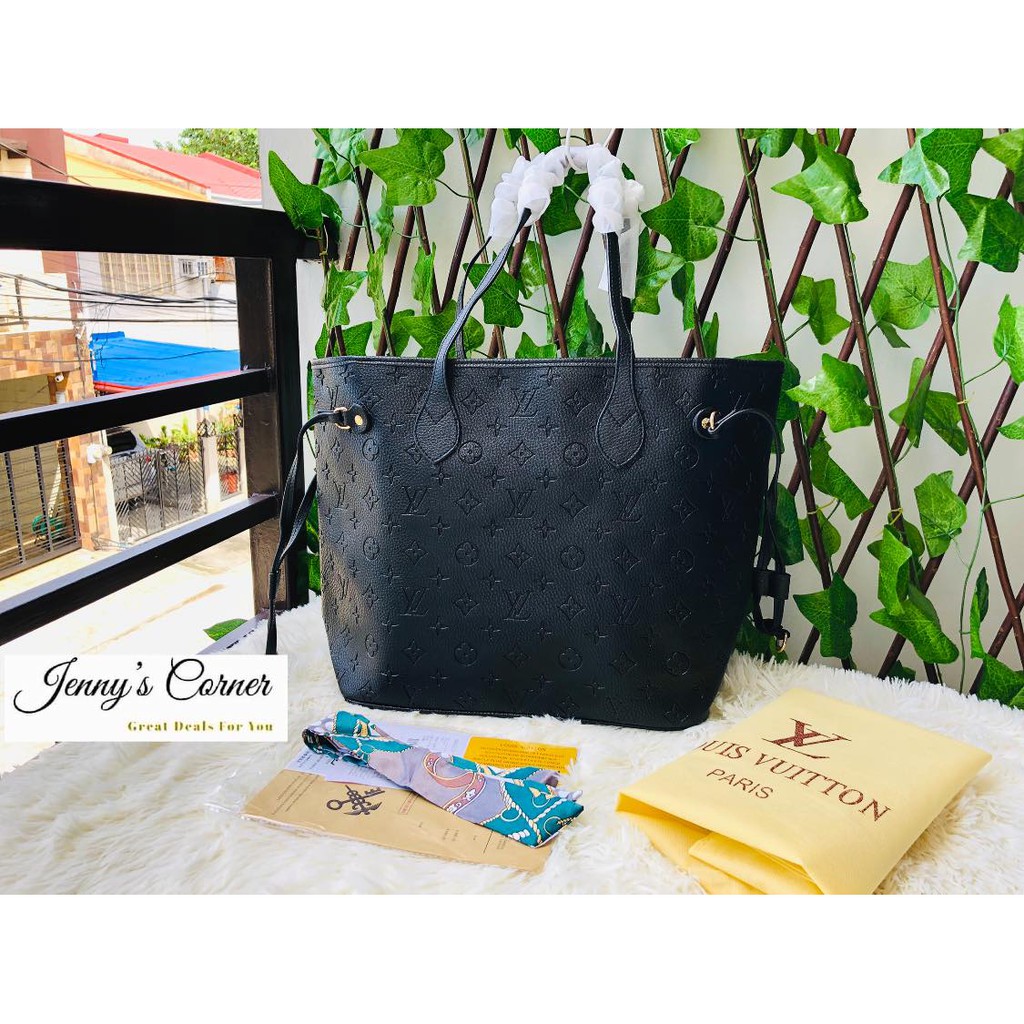Jenny's Corner LV NeverFull Embossed Leather Black Top Grade Quality Tote  bag