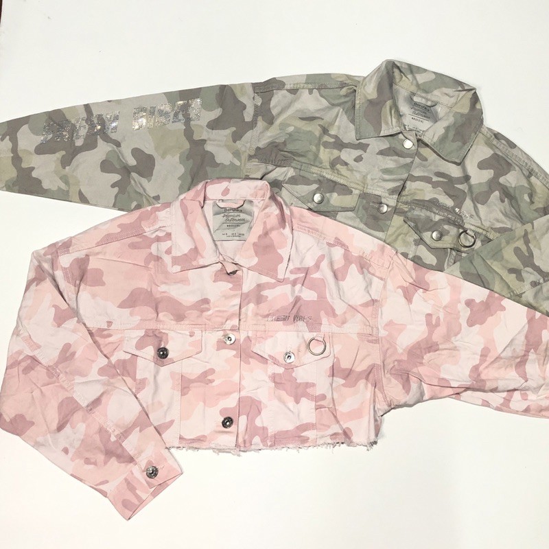 Pink camo denim jacket best sale