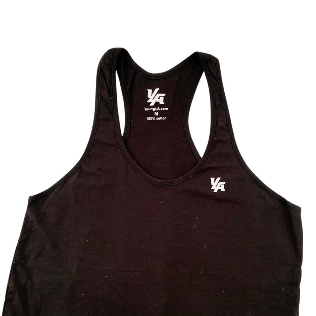 Young LA Cotton Singlet (Medium, Black), For Men, Fitness Shirt, Cotton  Shirt for Men, Gym