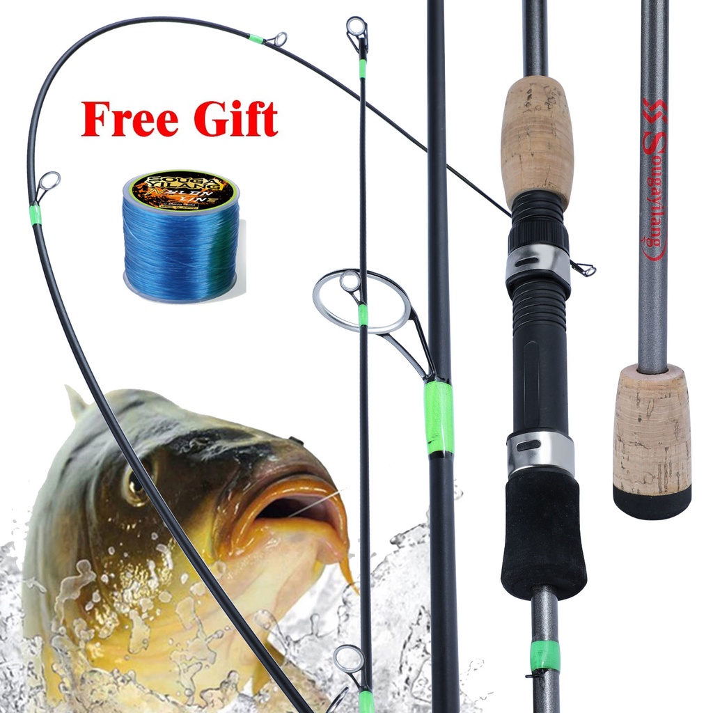 1.8m/6ft UL Fishing Rod 2 Sections Spinning Casting Fishing Rod