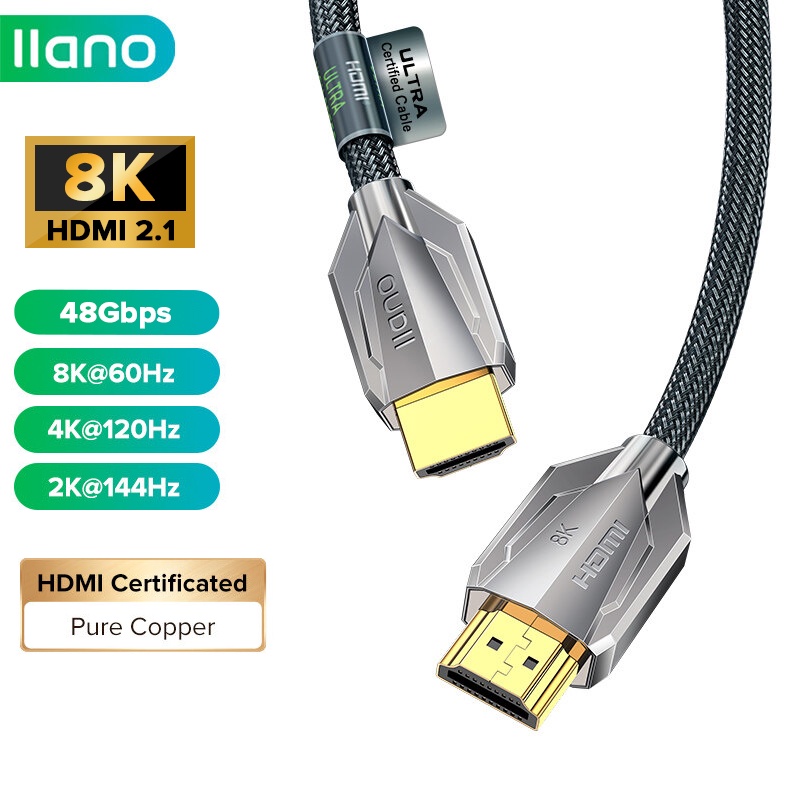 LLANO HDMI 2.1 Certified Cable 8K/60Hz 4K/120Hz 2K144Hz Ultra High