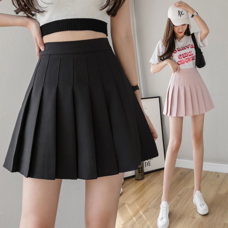 Japanese and Korean fashion women's student high-waisted skirt slim slim pleated  skirt college style