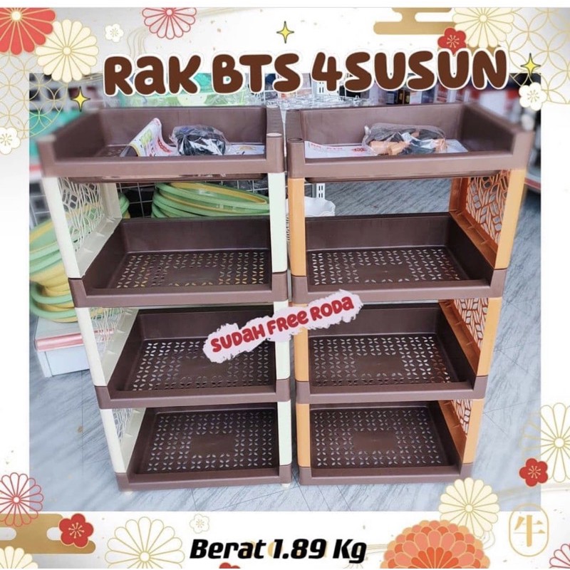 BTS SHELF APARTMENT RACK 4 layers with wheels | Shopee Philippines