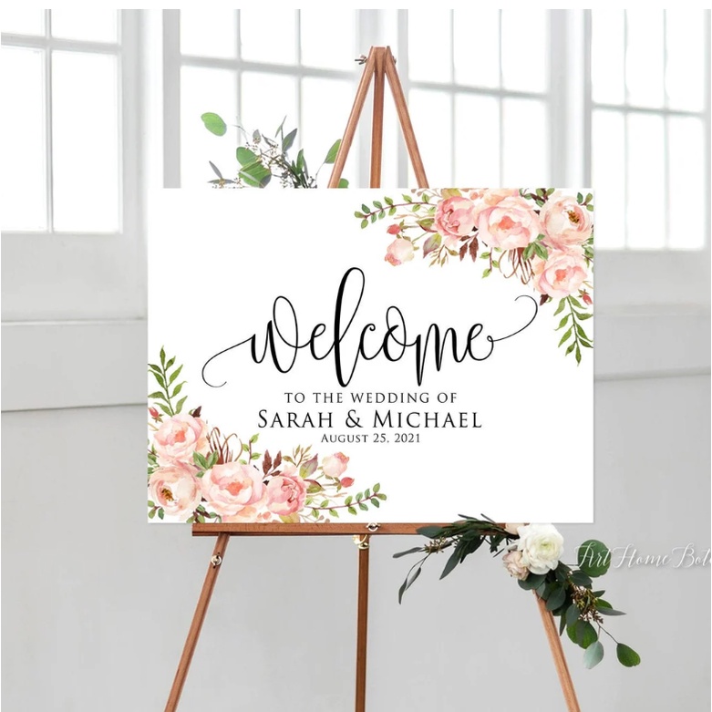 Blush Pink Welcome Signage Board / Blush Pink Wedding Signage | Shopee ...