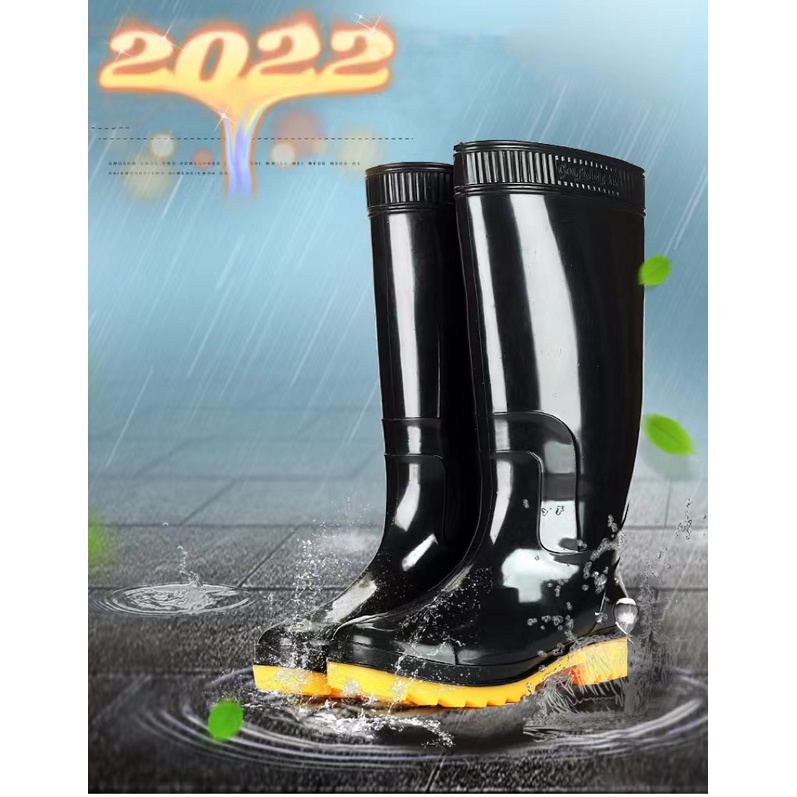 Classic Long tube black men's nonslip rain boots men's shoes(bota4145