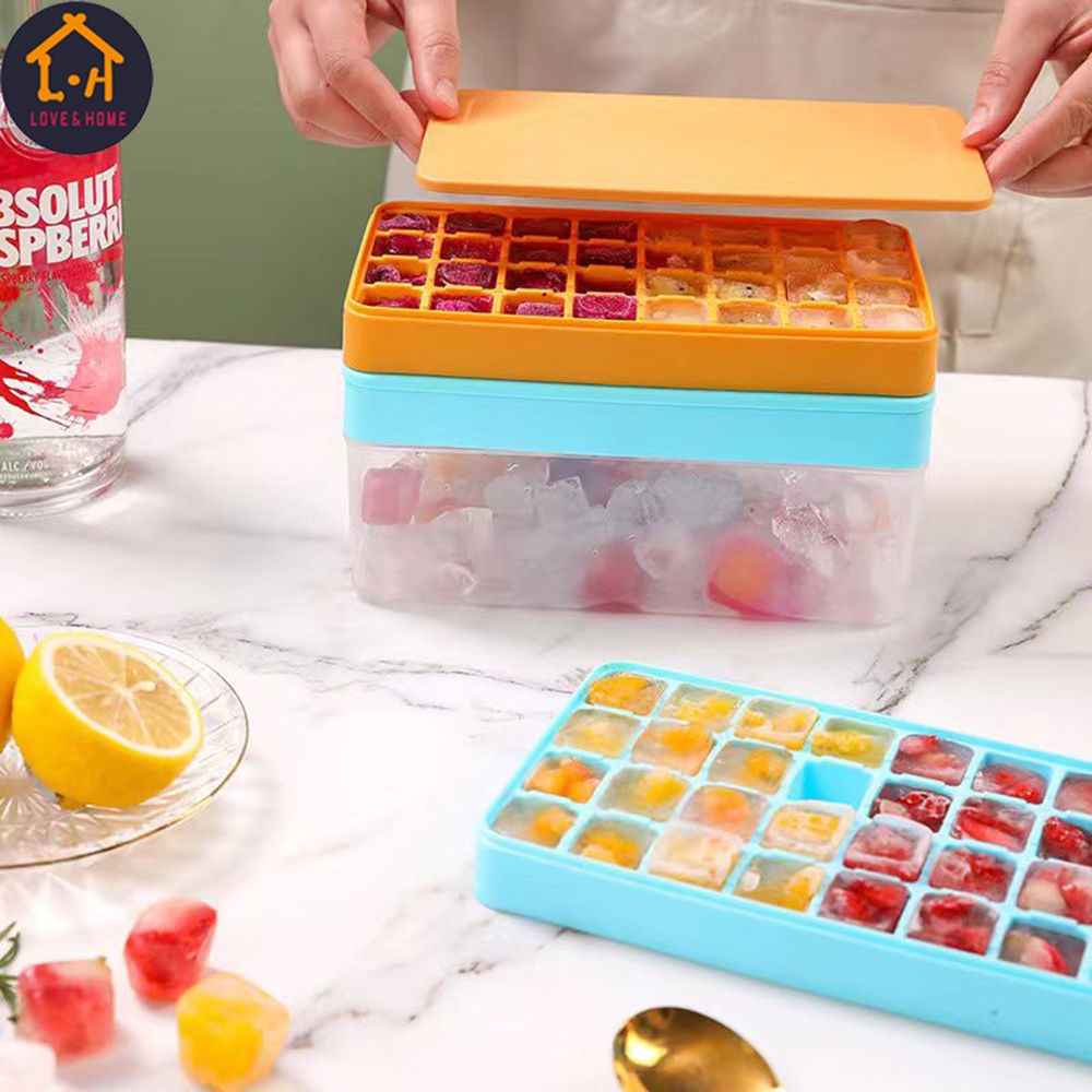 LOVE&HOME 64 Compartment Round Ice Cube Shaper with Square Lid DIY ...