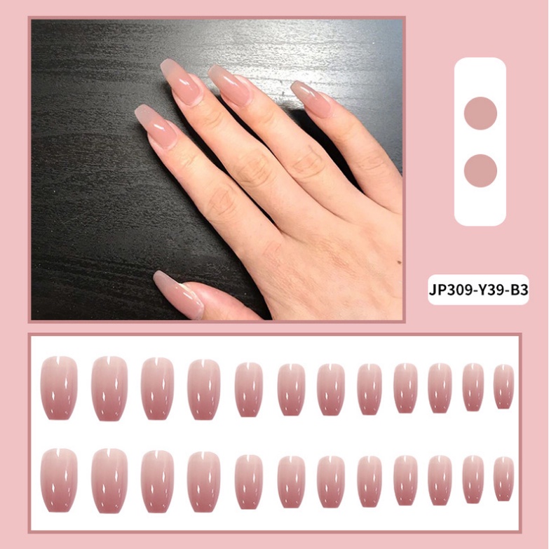 【Ready Stock】24Pcs Ballerina Nail Extension Plain Color Fake Nail DIY ...