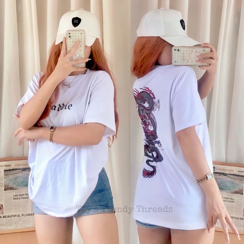 TEYS Unisex Oversized Shirt Graphic White T Shirt For Women and Men Cotton  Spandex