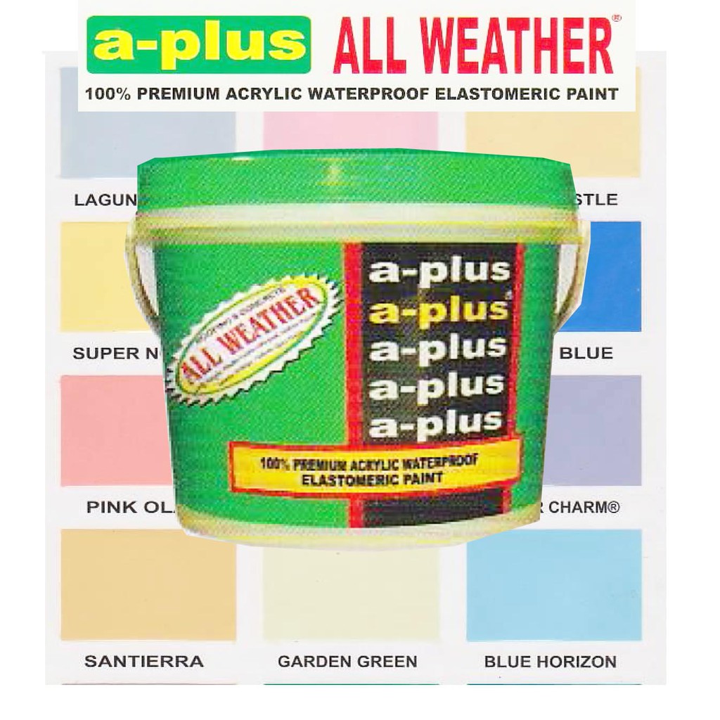 APlus All Weather 100 Premium Acrylic Waterproof Elastomeric Paint GALLON size 4L Liters Aplus