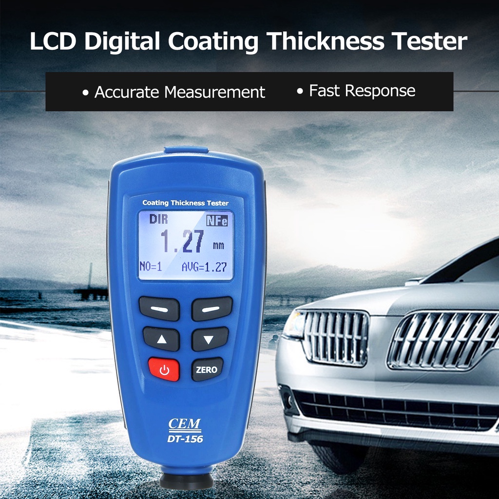 CEM DT156 LCD Coating Thickness Gauge Tester 01250μm with Calibration
