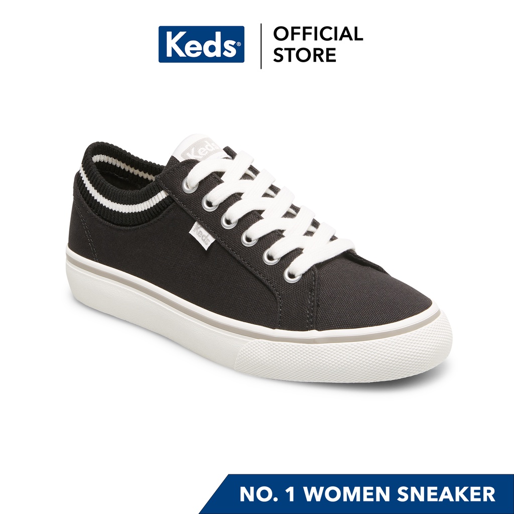 Keds Women's Jump Kick Rib Knit Collar Sneaker (Black) WF66678 Shopee