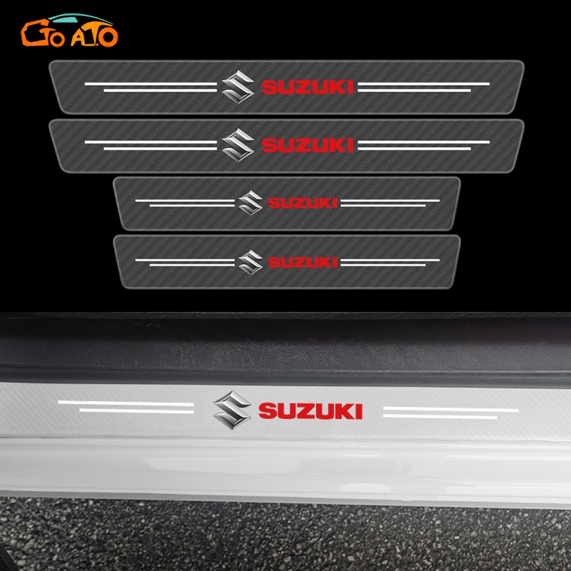 GTIOATO 4PCS Car Door Sill Protector Transparent Carbon Fiber Auto