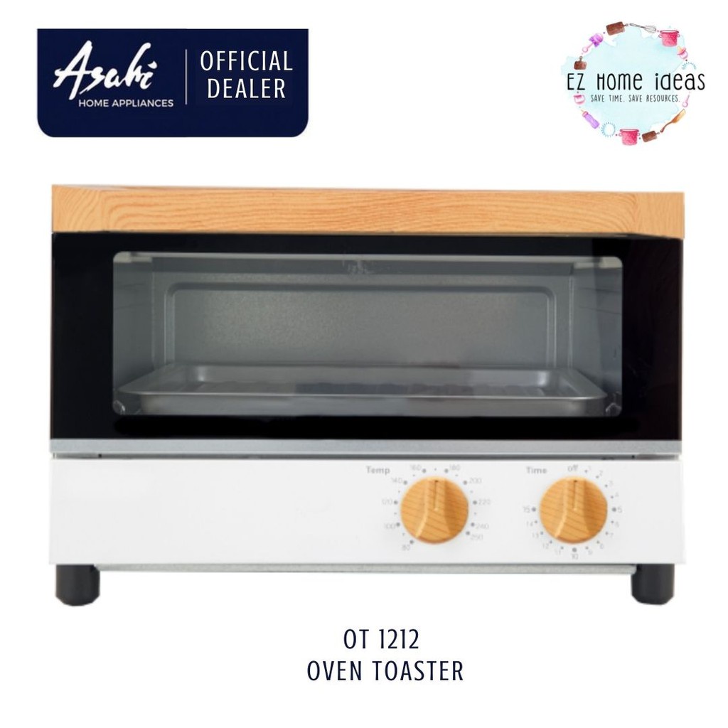 Asahi Oven Toaster , White + Wood Design 12L Capacity (OT1212