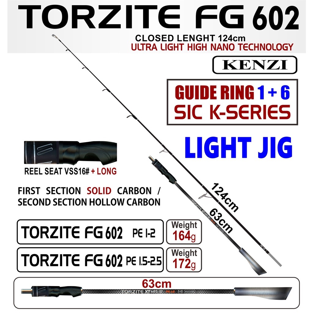 Fishing Rod KENZI TORZITE FG LIGHT JIG 602 PE12 PE1.52.5 JORAN