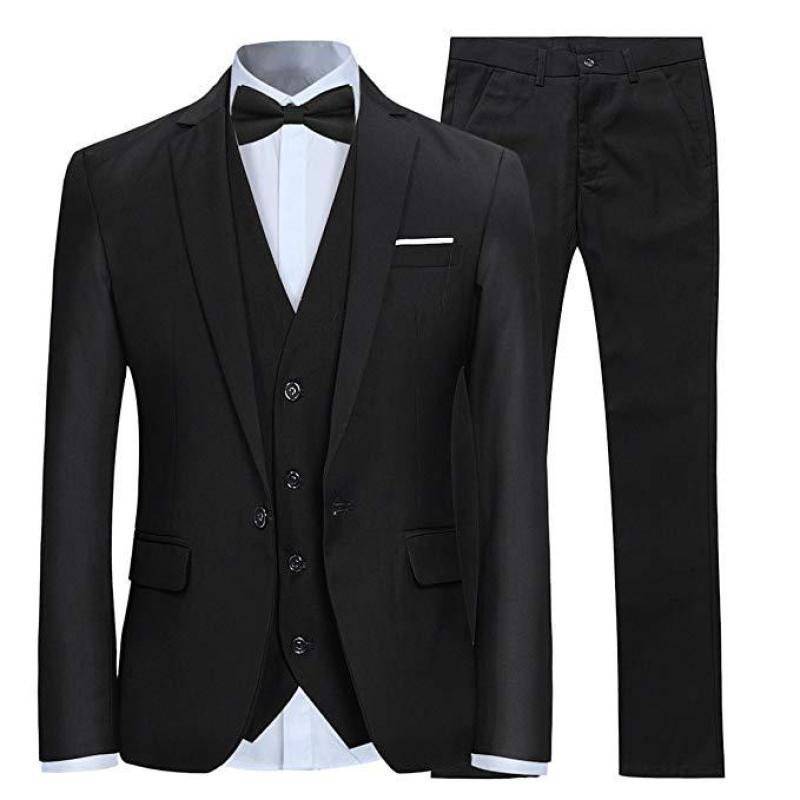 ADO Mens Suits 3 Piece Slim Fit Wedding Formal Tuxedo One Button Close ...